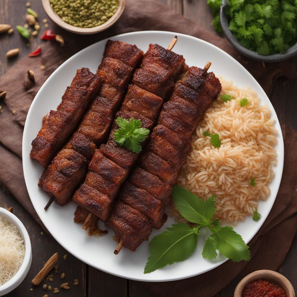 Equatorial Guinea-style Grilled Meat with Rice (Chelow Kebab Adaptation)