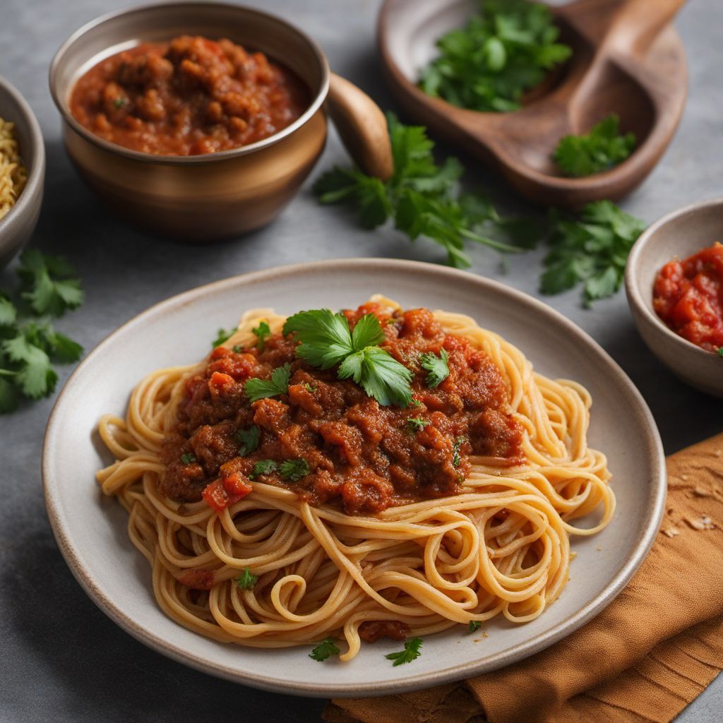 Eritrean-style Pasta with Spiced Lamb Sauce