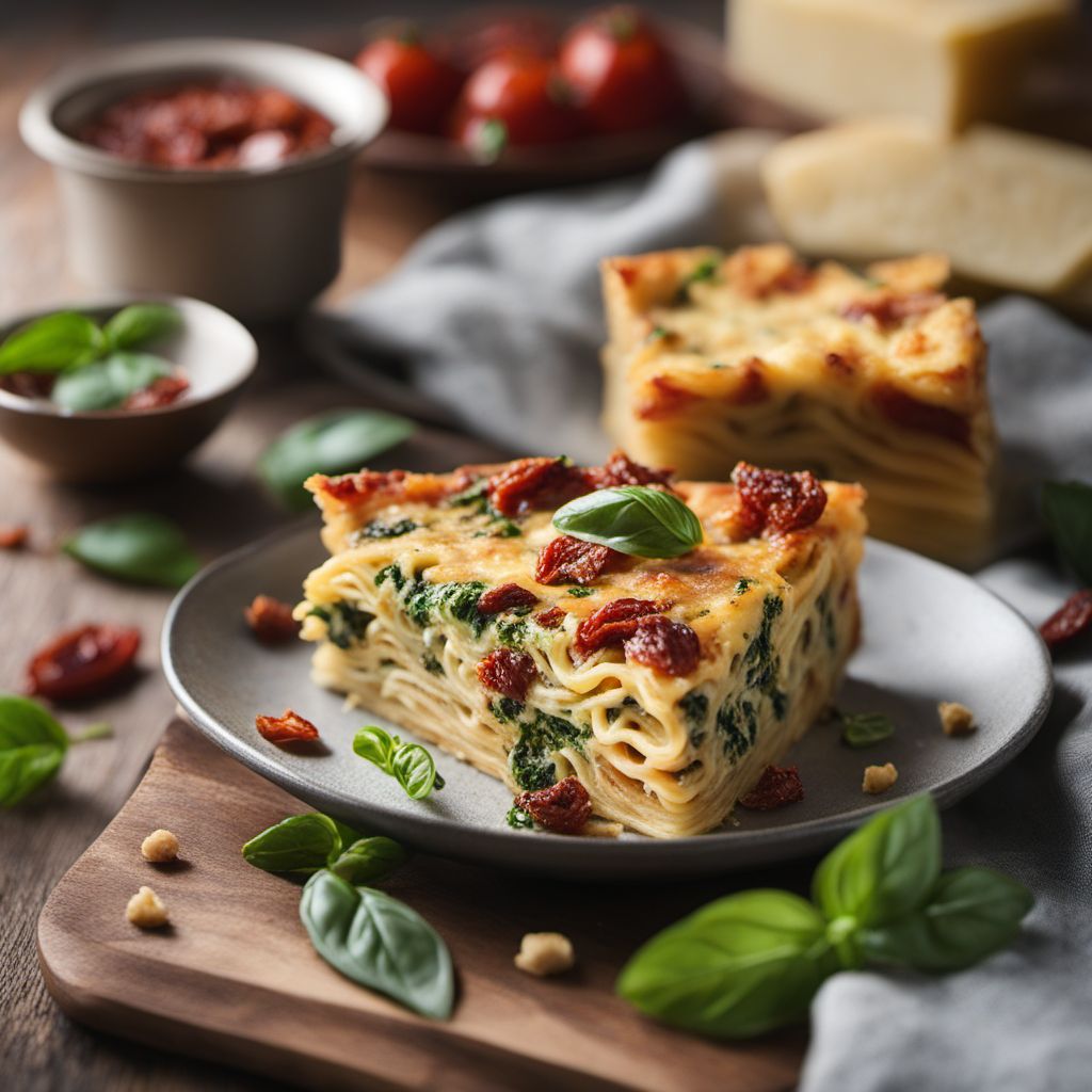 Frittata di Pasta with Sun-Dried Tomatoes and Basil