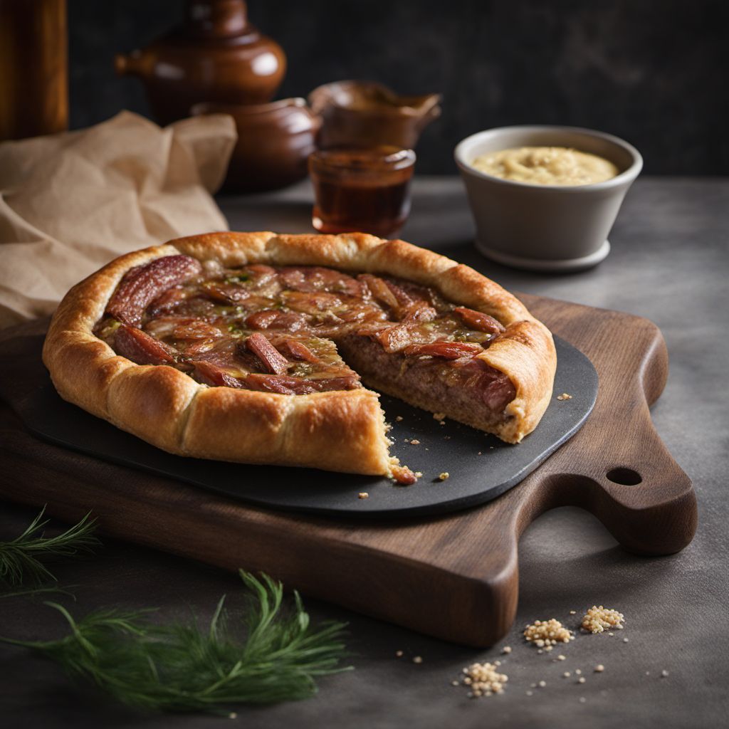 Galette-saucisse with Caramelized Onions and Dijon Mustard