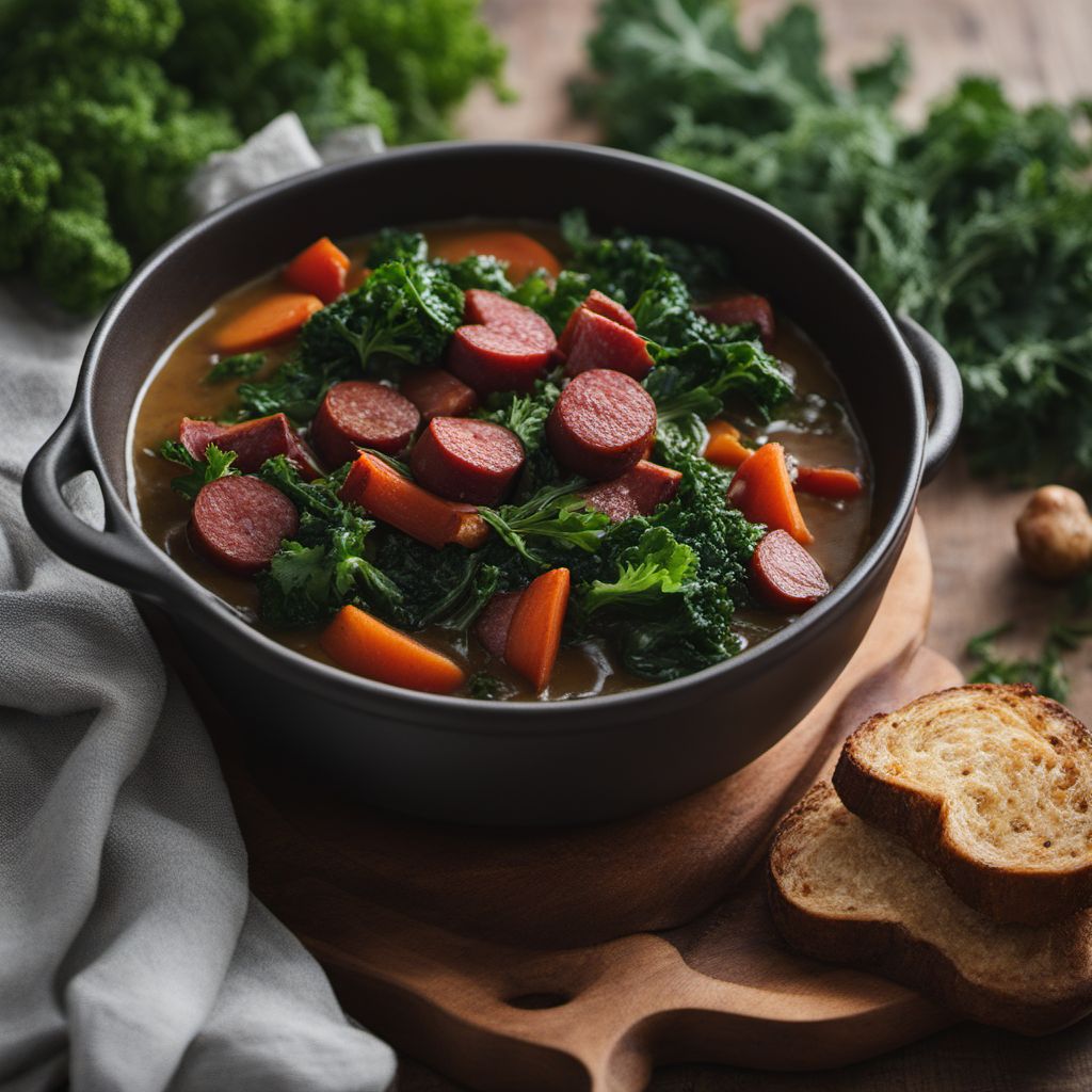 German Kale Stew with Smoked Sausage