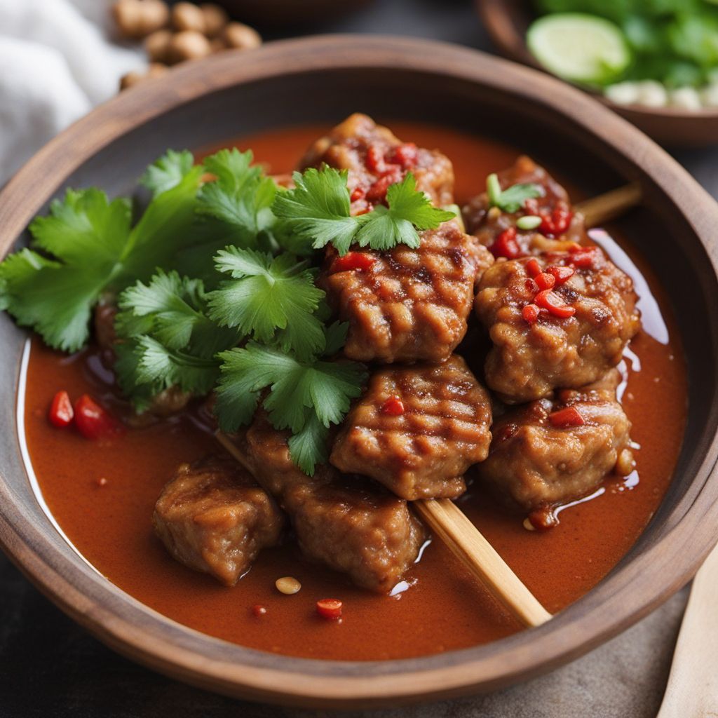 Grilled Bakso with Spicy Peanut Sauce