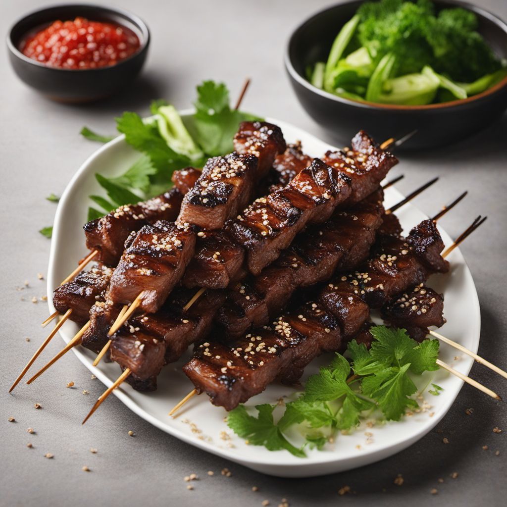 Grilled Korean Beef Skewers with Sesame Marinade