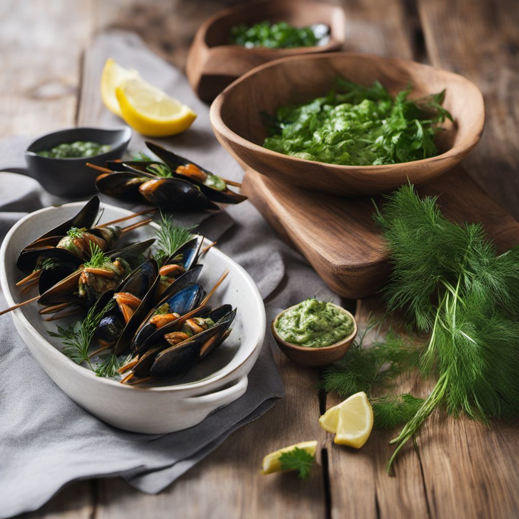 Grilled Mussel Skewers with Herb Butter