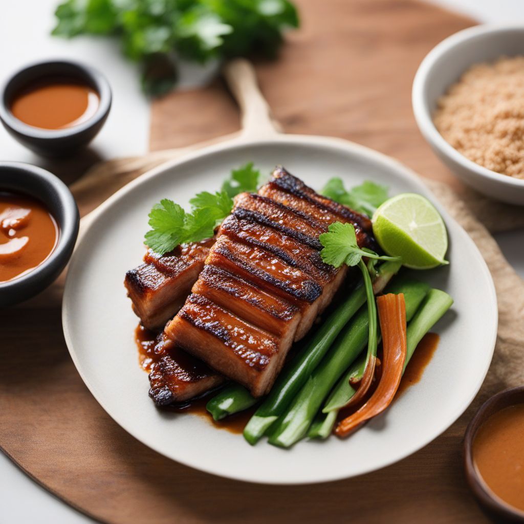 Grilled Pork Belly with Spicy Peanut Sauce