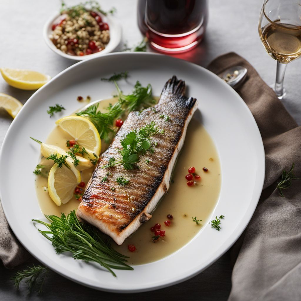 Grilled Sea Bass in White Wine Sauce