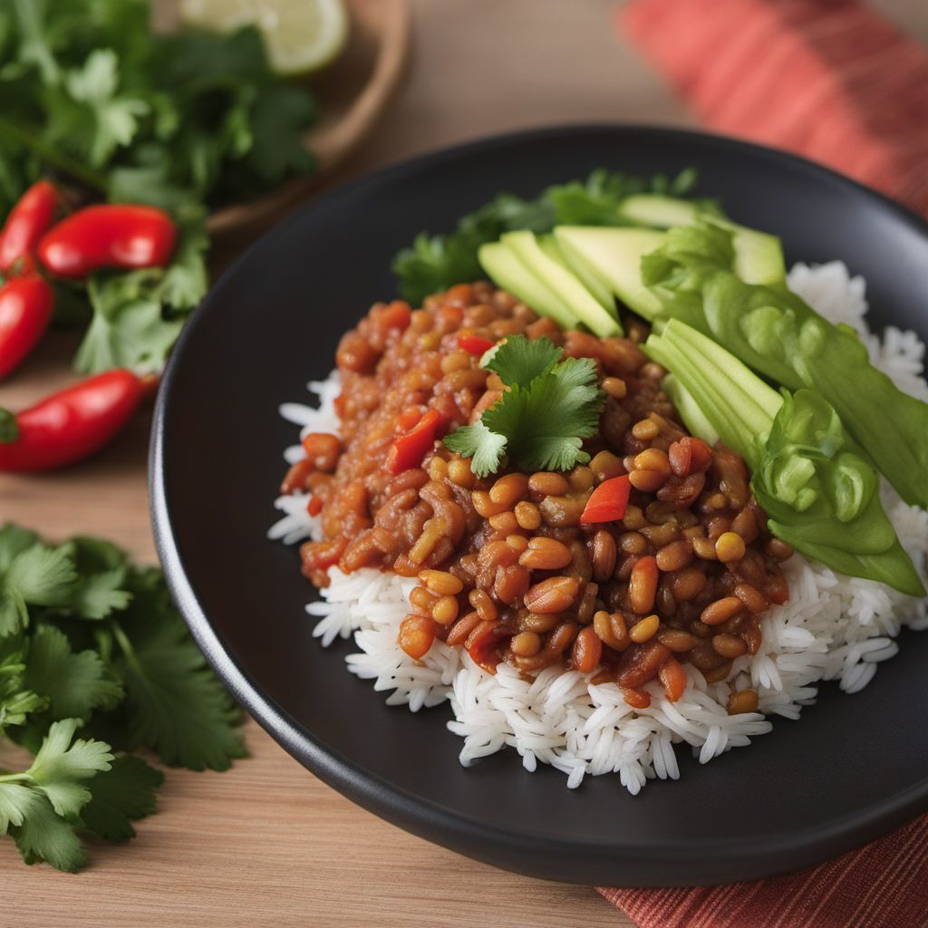 Guamanian-style Rice with Pinto Bean Sauce