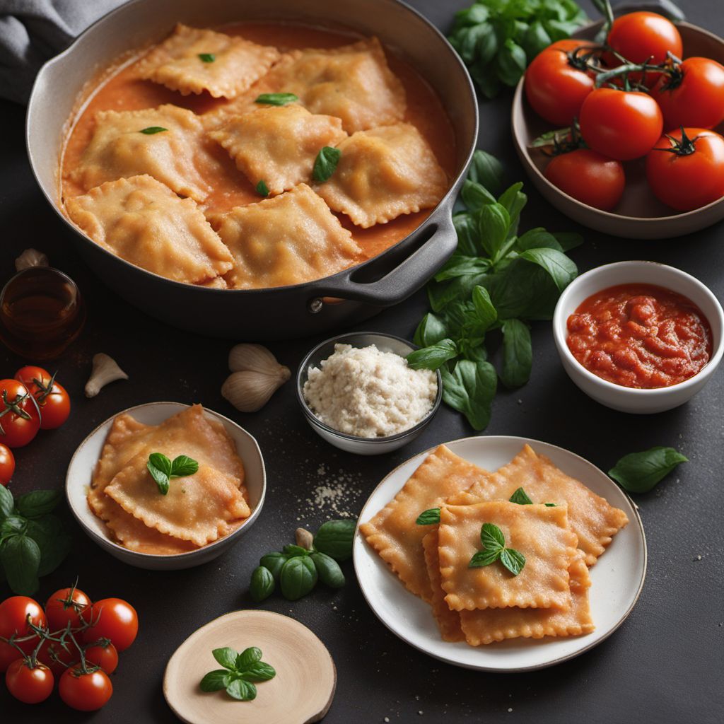 Homemade Chicken Ravioli with Creamy Tomato Sauce