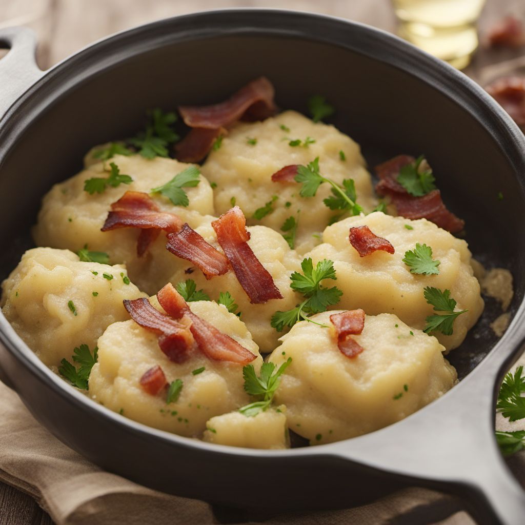 Homemade Potato Dumplings with Sauerkraut and Bacon