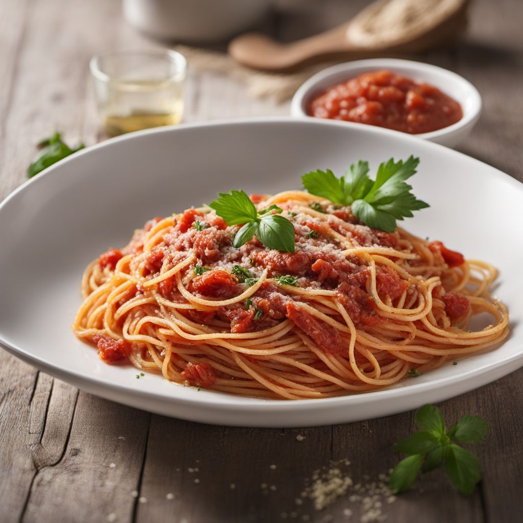 Homemade Spaghetti with Tomato and Anchovy Sauce