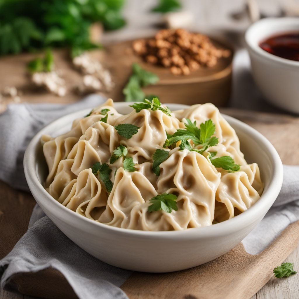 Homemade Turkish Manti with Yogurt Sauce