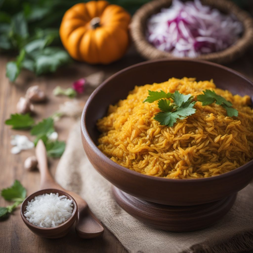 Kashmiri-Style Coconut Sticky Rice with Sweet Pumpkin Curry