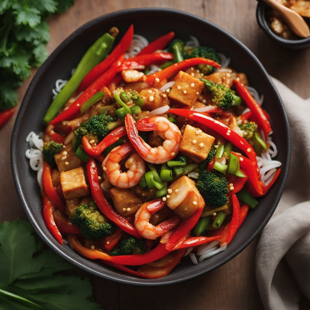 Katuk Stir-Fry with Tofu and Shrimp