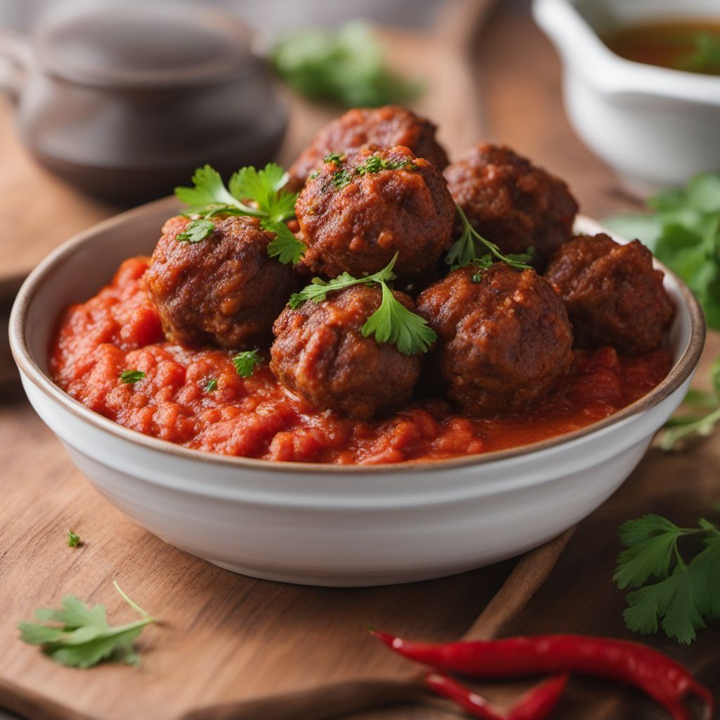 Kouraine-inspired Serbian Meatballs with Ajvar Sauce