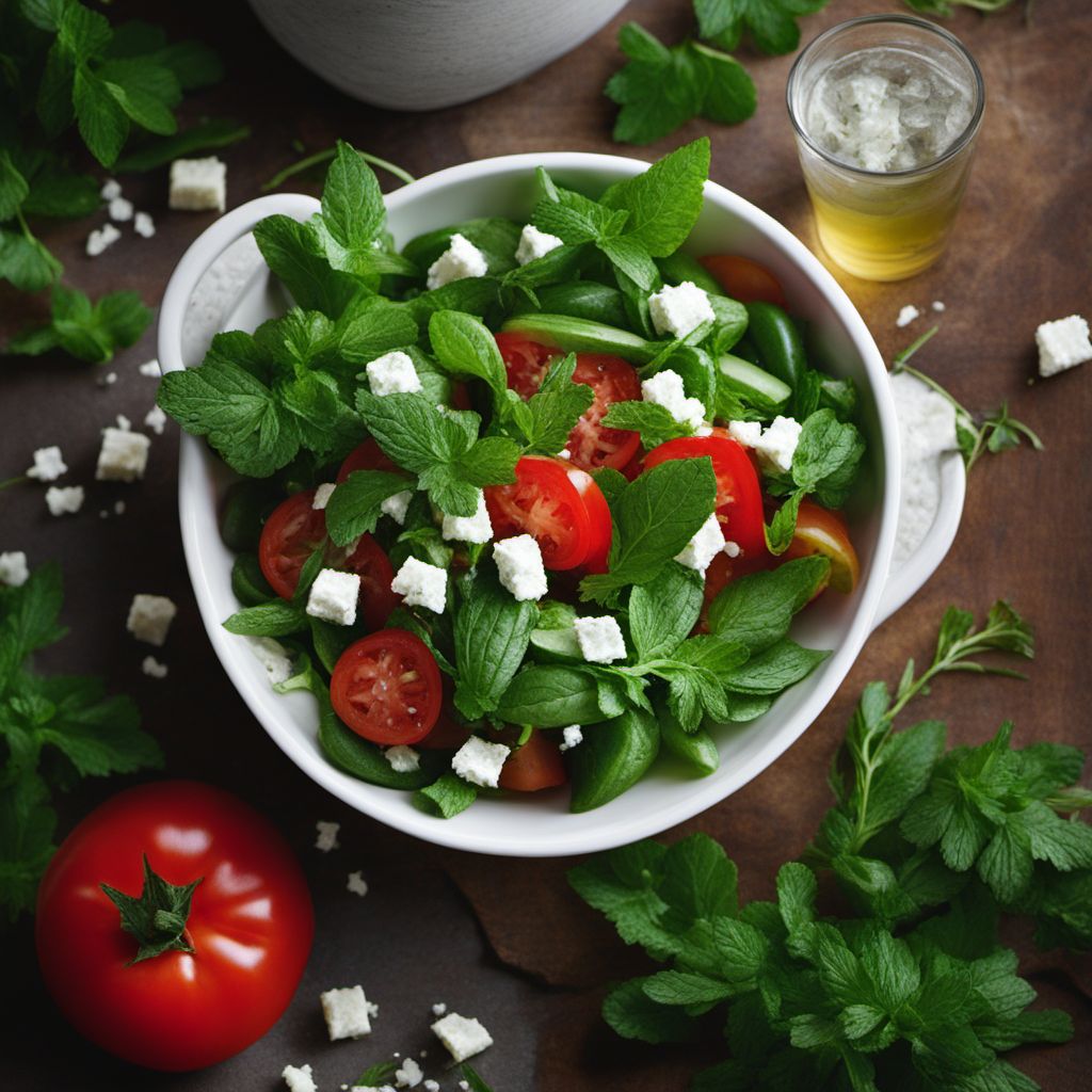 Mediterranean Herb Salad with Feta Cheese