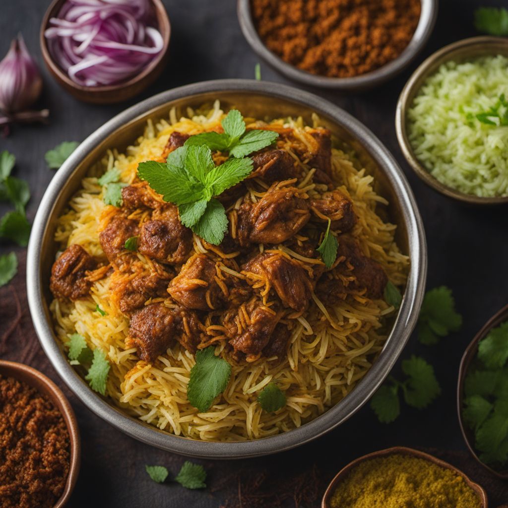 Mughlai Biryani with Fragrant Basmati Rice and Tender Spiced Meat