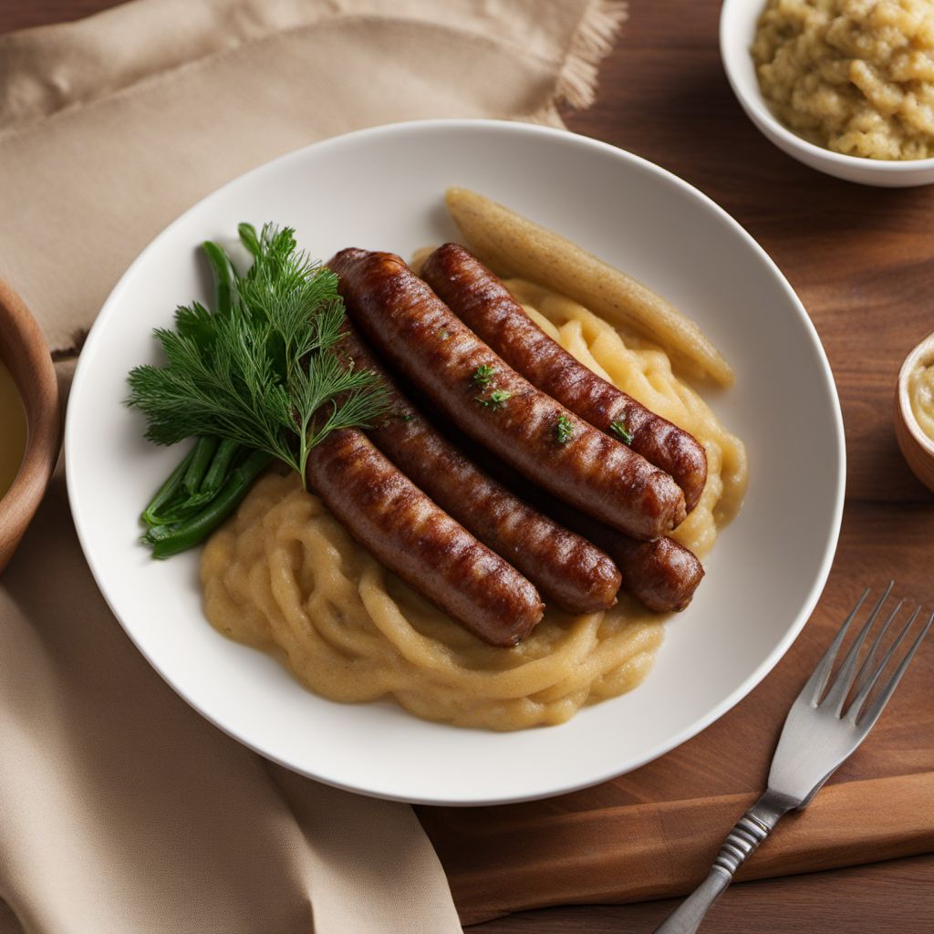 Newmarket Sausage with Caramelized Onions and Mustard Mash