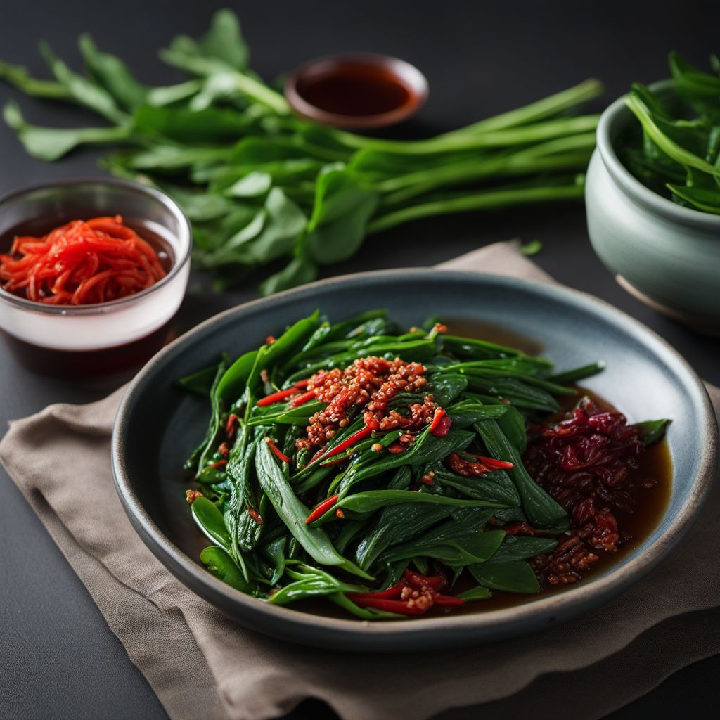 North Korean-style Stir-fried Water Spinach