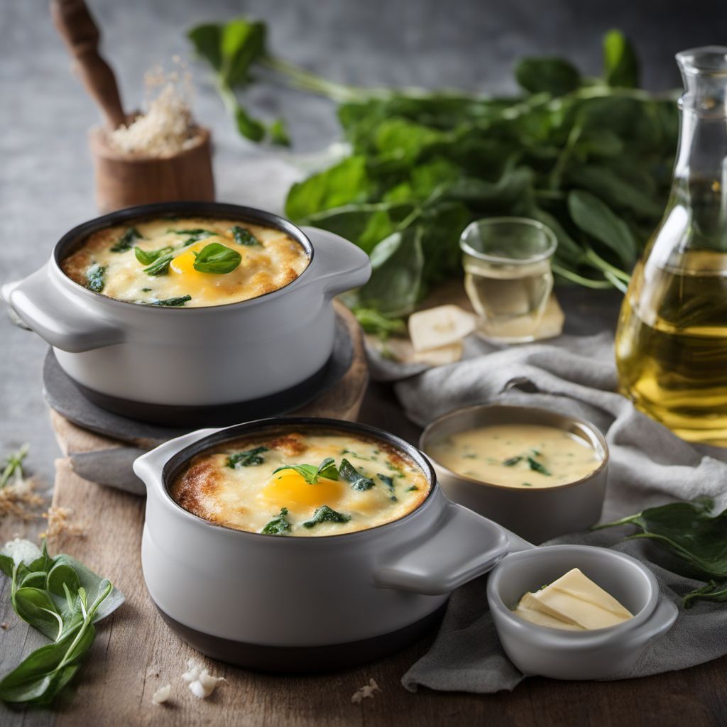 Oeufs Cocotte with Spinach and Gruyère