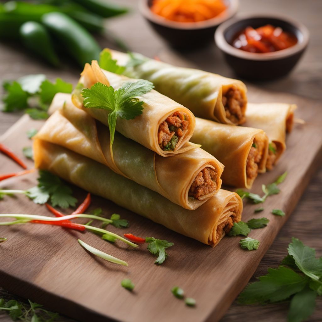 Pakistani-style Chicken Spring Rolls