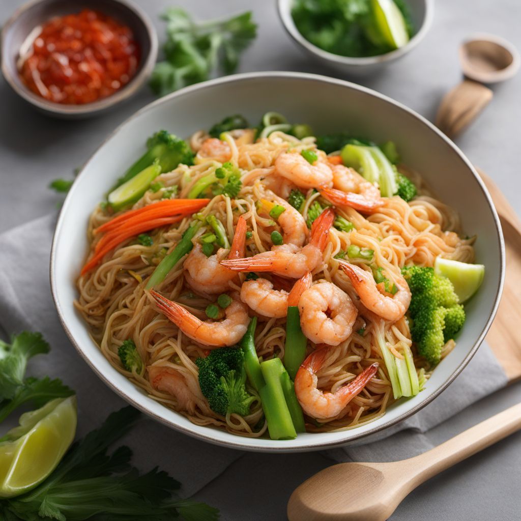 Pancit Sotanghon with Shrimp and Vegetables