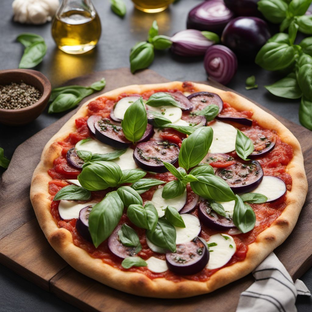 Pizza Melanzane with Fresh Mozzarella and Basil