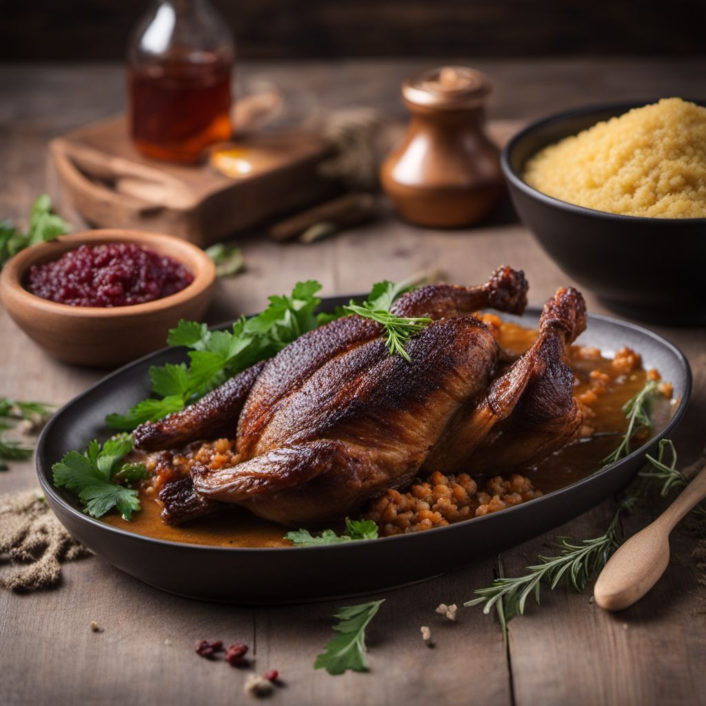 Roasted Duck Stuffed with Millet Porridge