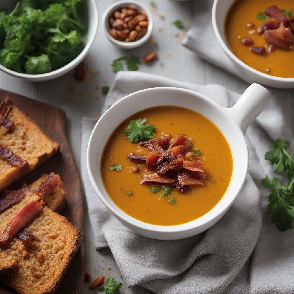 Roasted Pumpkin Soup with Maple Glazed Bacon