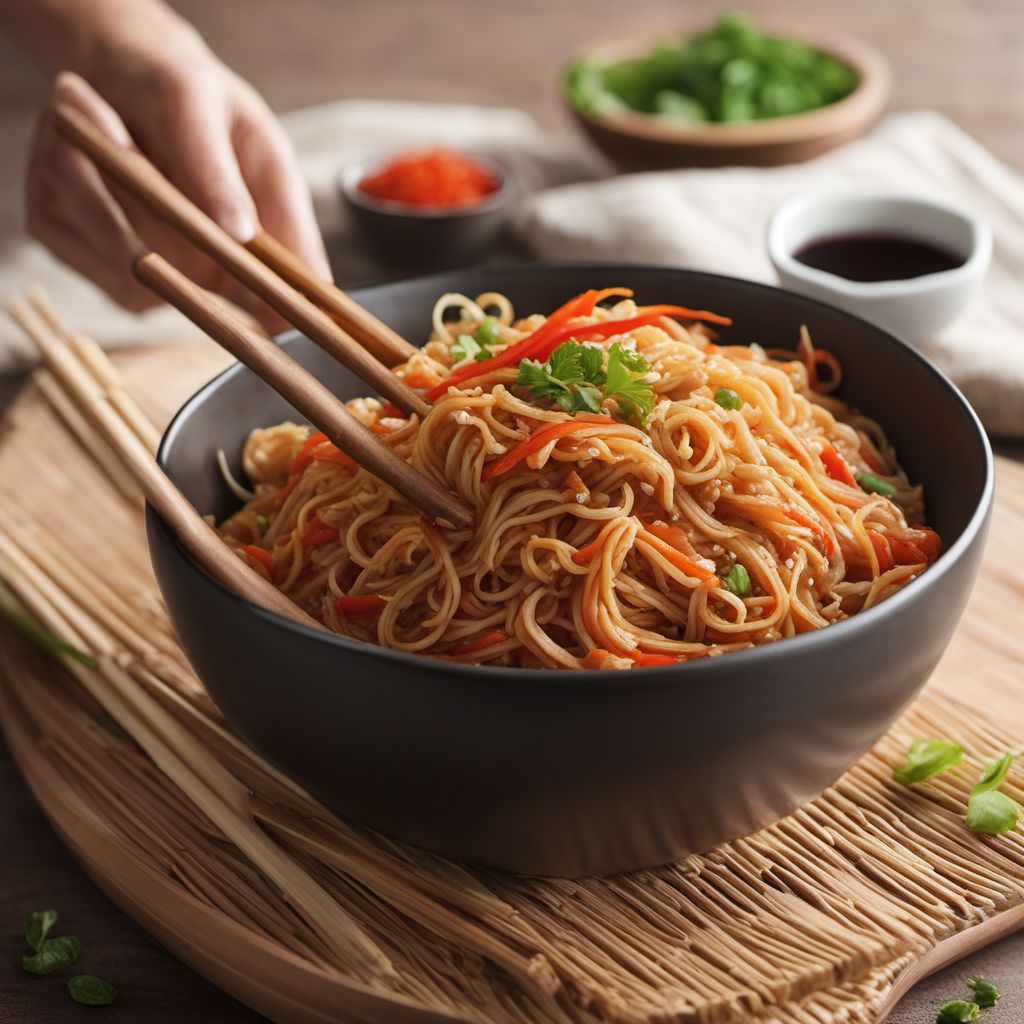 Shredded Chicken Noodles with Sesame Soy Sauce