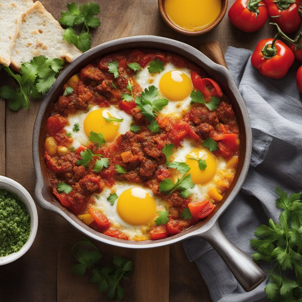 Spanish Baked Eggs with Vegetables and Chorizo