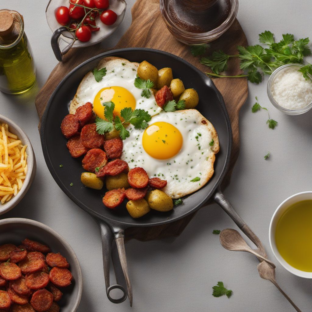 Spanish-style Fried Eggs with Chorizo and Potatoes