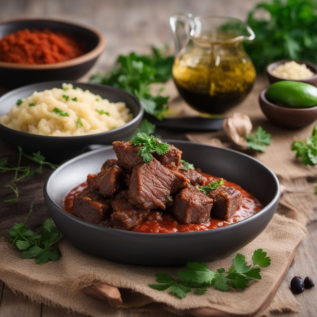 Spicy Lamb with Cassava Mash