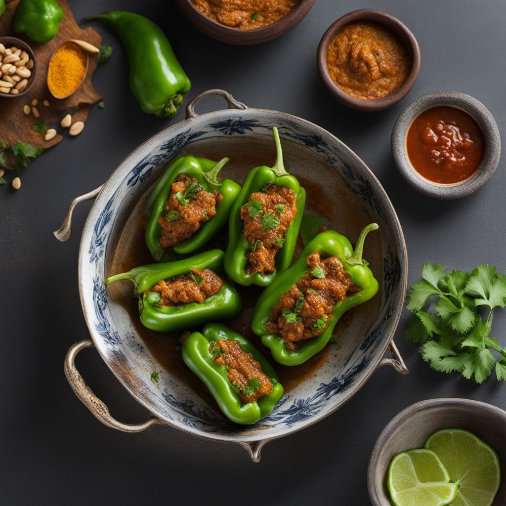 Spicy Stuffed Peppers in Tangy Peanut Sauce