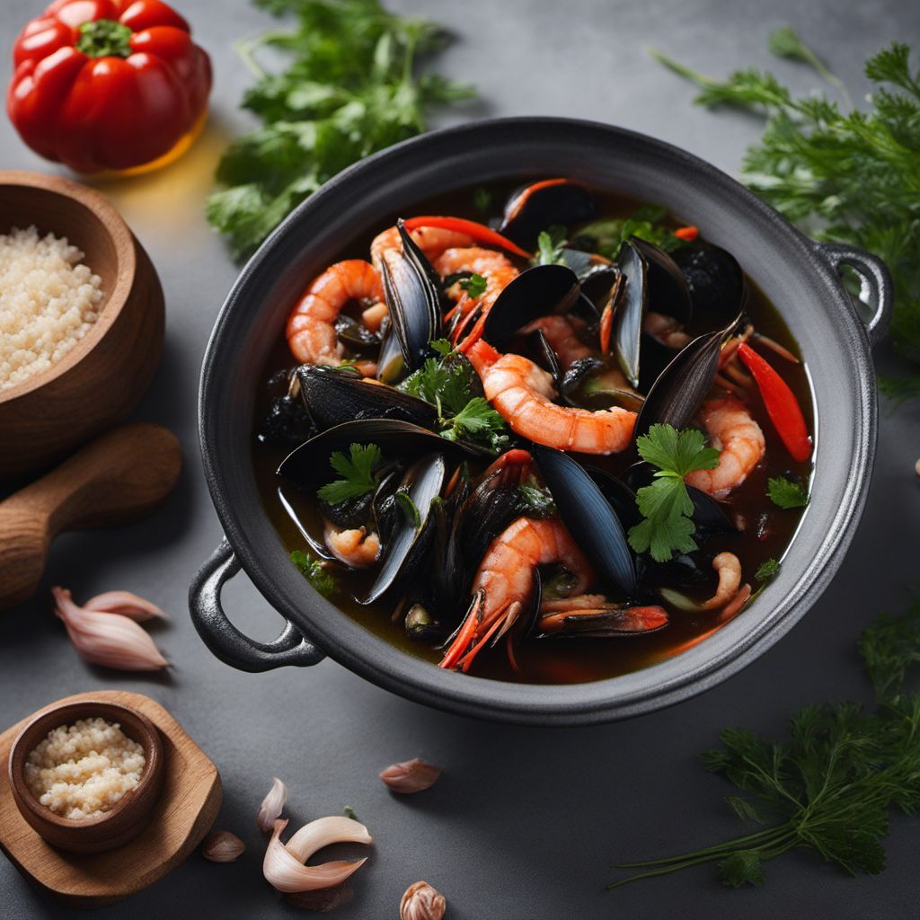 Squid Ink Soup with Seafood - A Taste of the Ocean