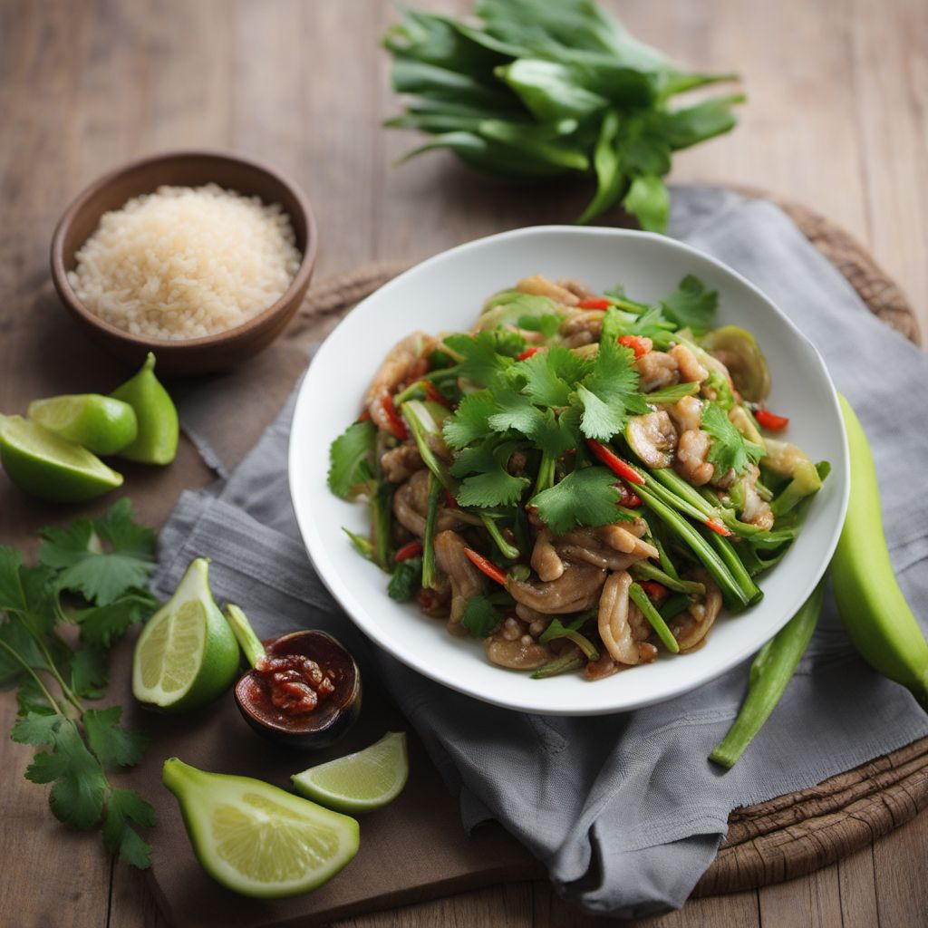 Thai-style Green Banana and Salted Fish Stir-Fry