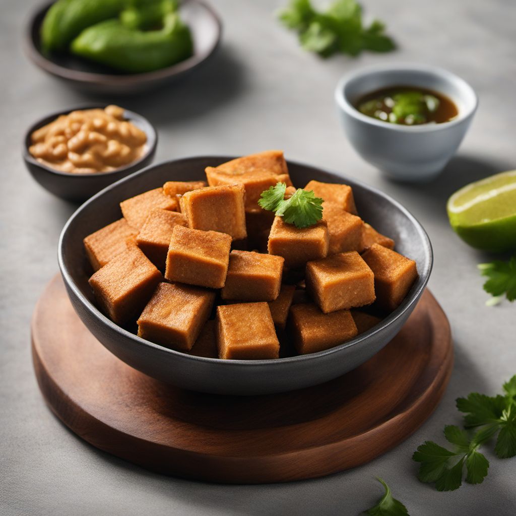 Uruguayan-style Fried Tofu with Peanut Sauce