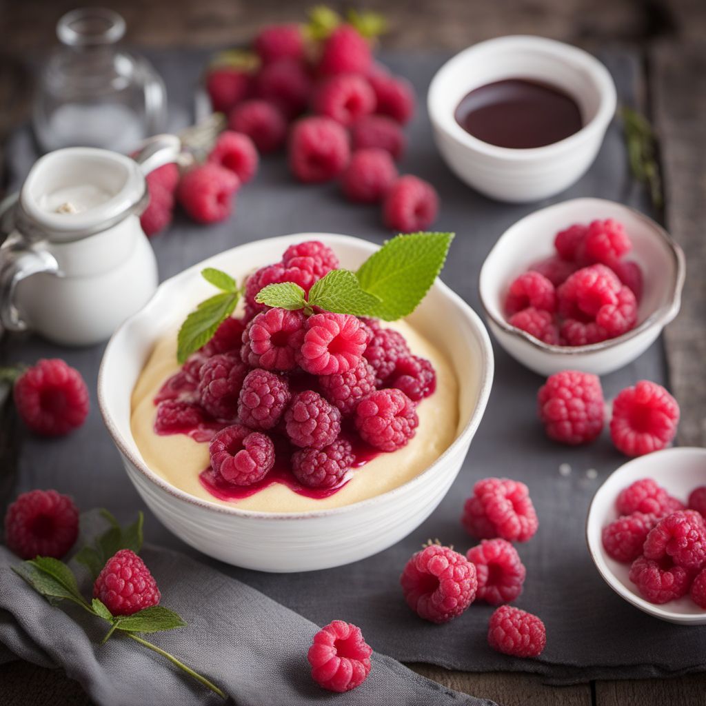 Welfenspeise with Raspberry Sauce