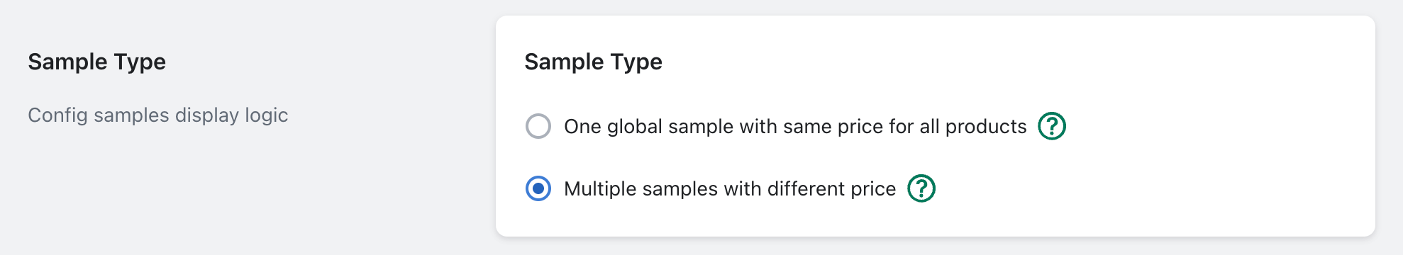 Multiple sample options - Huski Product sample shopify app