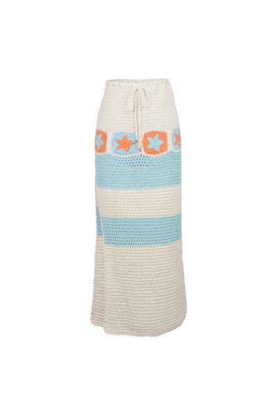 Sea Star Crochet Maxi Skirt White