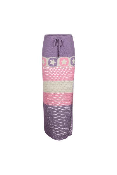 Sea Star Crochet Maxi Skirt Pink