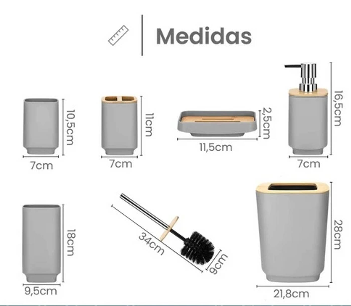 set de baño con jabonera tacho basura vaso para cepillos (diseño elegante) nuevo — foto 5