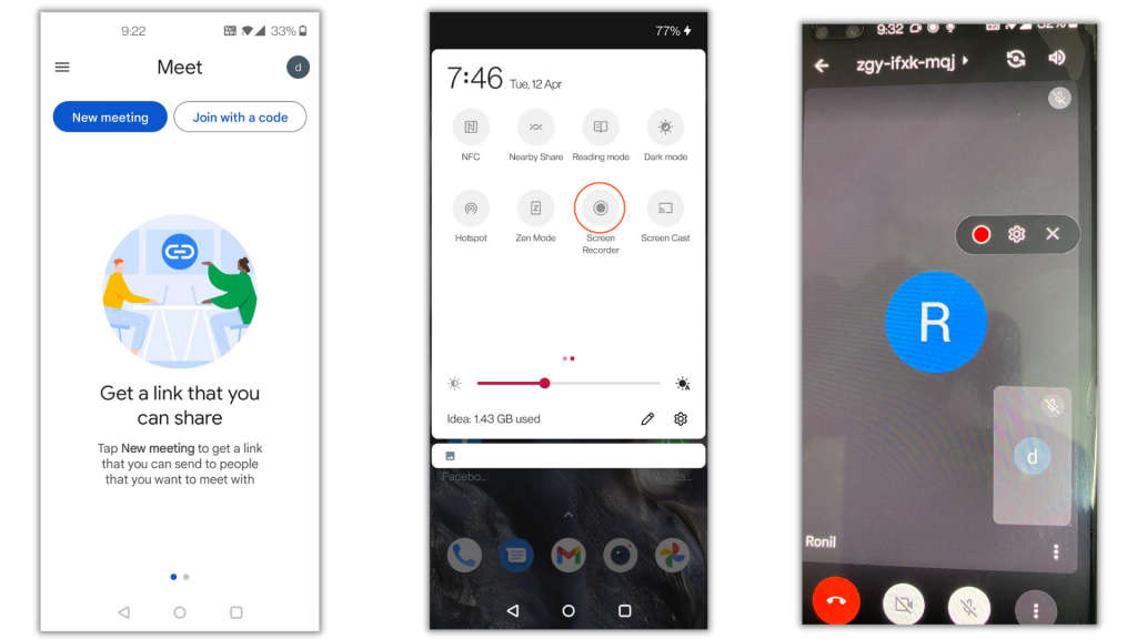 How to record Google Meet on Android Phone