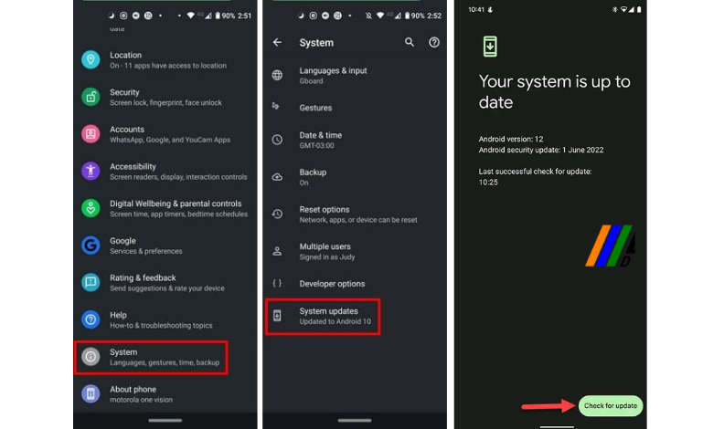 steps to check for Android Update