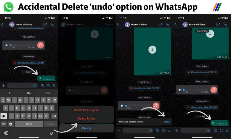 Accidental Delete recovery option on WhatsApp