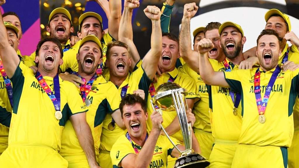 Sachin Tendulkar Consoles Rohit Sharma, Rahul Dravid, and Team Amidst India's World Cup Final Defeat – Exclusive Images 8 Australia lifting the World Cup for the sixth time1