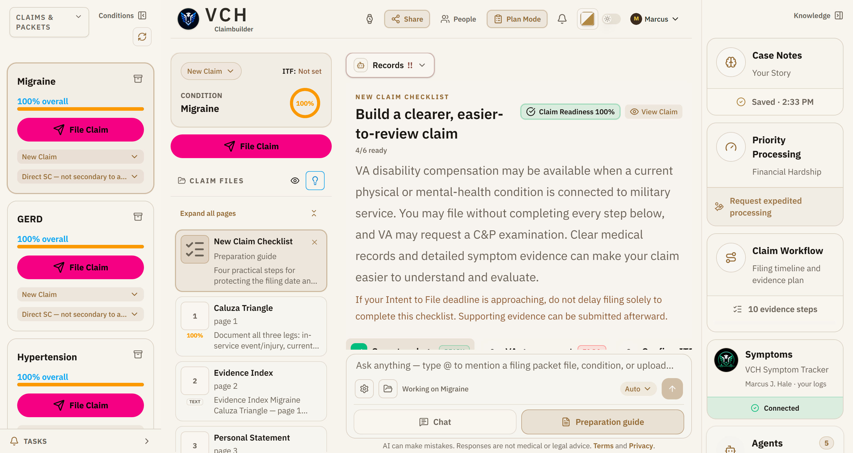 Meet VCH ClaimBuilder: Organize Your Claim, Share With Your VSO, and Pull In Symptom Logs