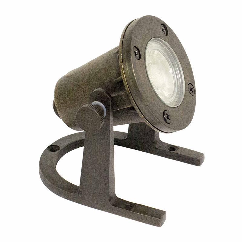 2W Low Voltage Brass Landscape LED Step Light - Thin Louvered Faceplate - 12V - 3000K