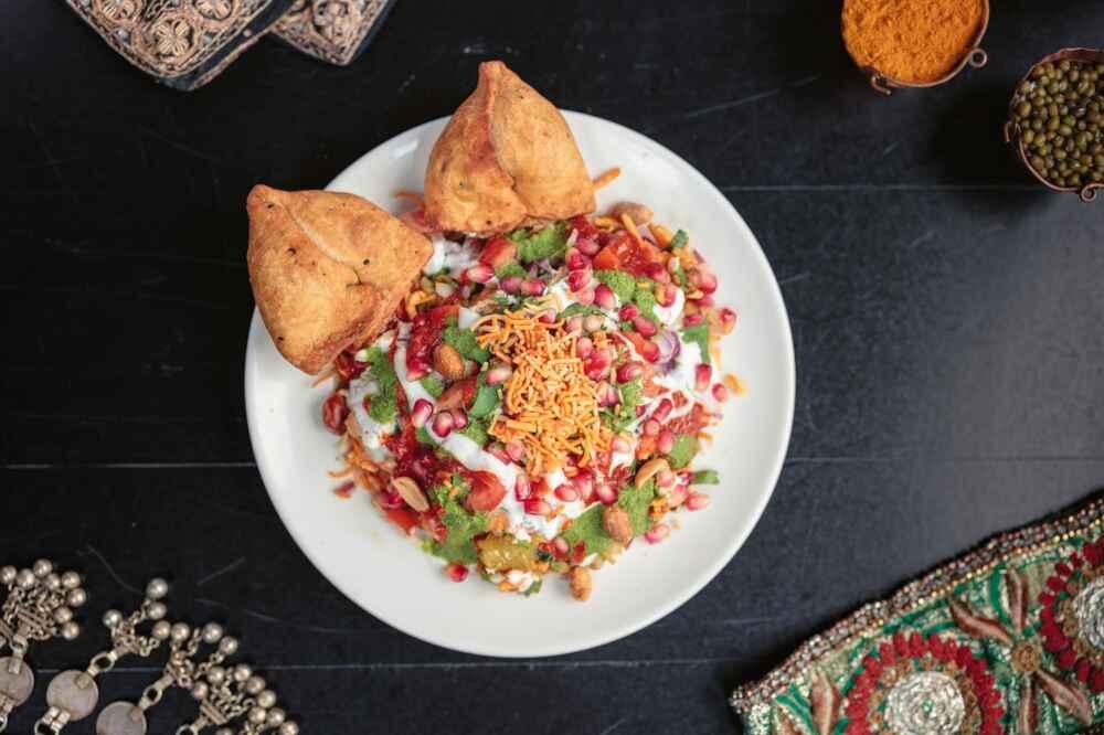 Vegan samosa chaat