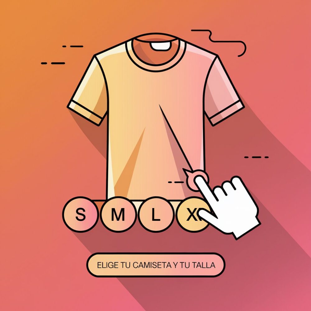 Ilustraci&oacute;n de camiseta con tallas: elegir modelo, tejido y color