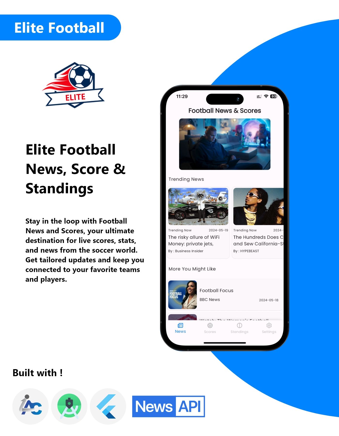 Elite - Football News & Live Score - Flutter Android/iOS Full App - 3